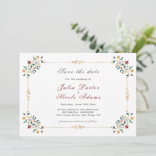 Save The Date Mariage Motif classique complexe de géométrie vint (Debout devant)