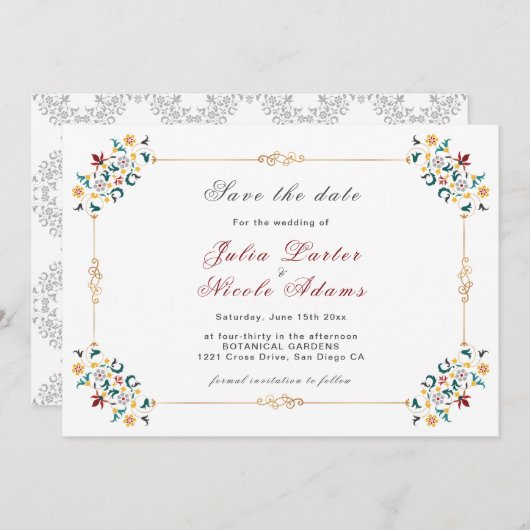 Save The Date Mariage Motif classique complexe de géométrie vint (Devant / Derrière)