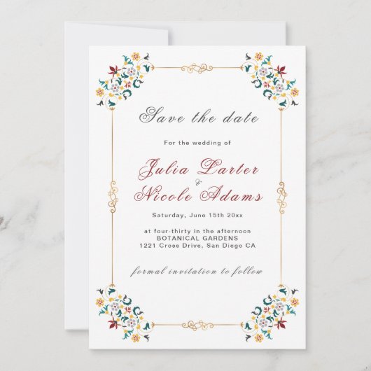 Save The Date Mariage Motif classique complexe de géométrie vint (Devant)