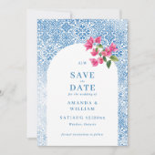 Save The Date mariage motif de tuiles méditerranéennes (Devant)