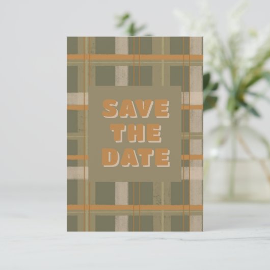 Save The Date Mariage Motif écossais celte de Tartan (Debout devant)