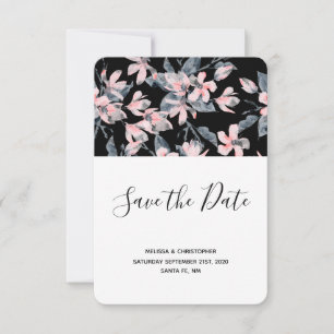 Save The Date Mariage Motif rose et gris Floral