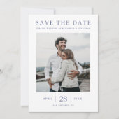 Save The Date Mariage multiphoto Simply Chic Blue Text (Devant)