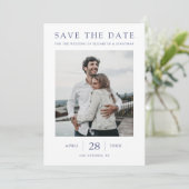 Save The Date Mariage multiphoto Simply Chic Blue Text (Debout devant)