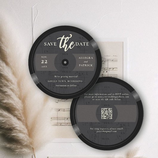 Save The Date Mariage musicien Enregistrer la date Vinyl QR Code