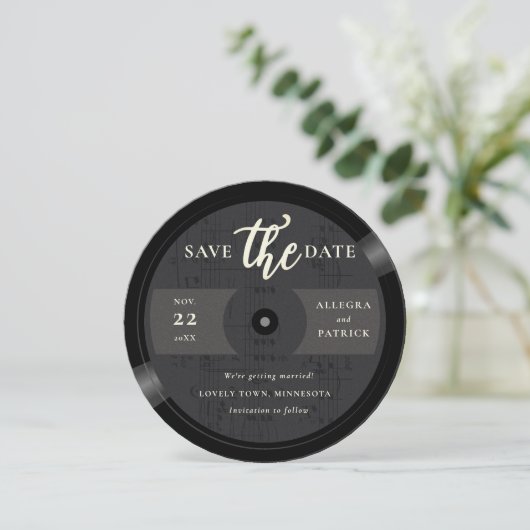 Save The Date Mariage musicien Enregistrer la date Vinyl QR Code (Debout devant)