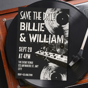Save The Date Mariage musique rétro noir et blanc 