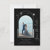 Save The Date Mariage mystique Black Silver Sun Moon Stars (Devant)