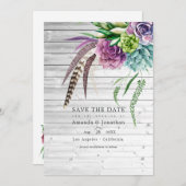 Save The Date Mariage mystique boho rustique avec plantes succul (Devant / Derrière)