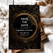 Save The Date Mariage mystique céleste noir et or