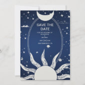 Save The Date Mariage mystique de la Lune Bleue et Argent (Devant)