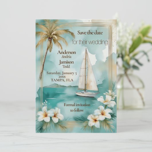 Save The Date Mariage nautique (Debout devant)