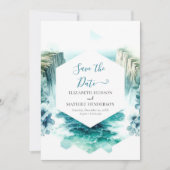Save The Date Mariage Nautique Bleu Romantique (Devant)