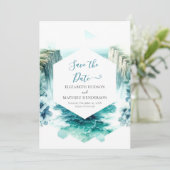 Save The Date Mariage Nautique Bleu Romantique (Debout devant)