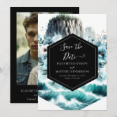 Save The Date Mariage nautique Blue Cliff (Devant / Derrière)