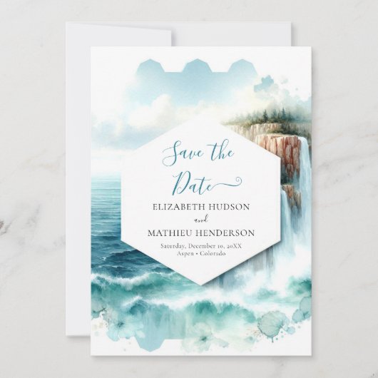 Save The Date Mariage nautique Boho Waves (Devant)