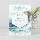 Save The Date Mariage nautique Boho Waves (Debout devant)