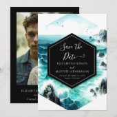 Save The Date Mariage nautique Cliff Ocean (Devant / Derrière)