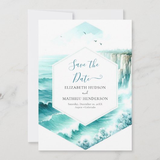 Save The Date Mariage nautique Cliff unique (Devant)