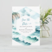 Save The Date Mariage nautique des vagues classiques (Debout devant)