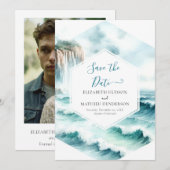 Save The Date Mariage nautique des vagues classiques (Devant / Derrière)