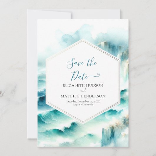 Save The Date Mariage Nautique des vagues modifiables (Devant)