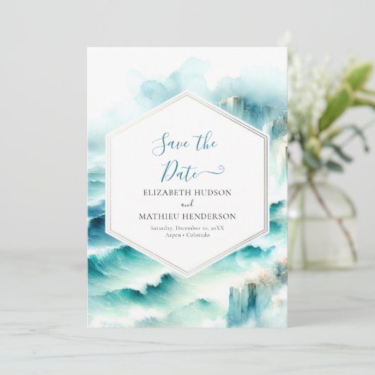 Save The Date Mariage Nautique des vagues modifiables (Debout devant)