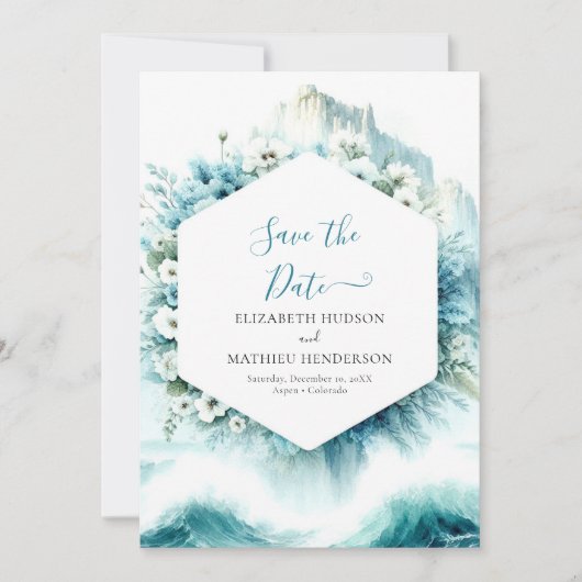 Save The Date Mariage nautique des vagues Whimsical (Devant)