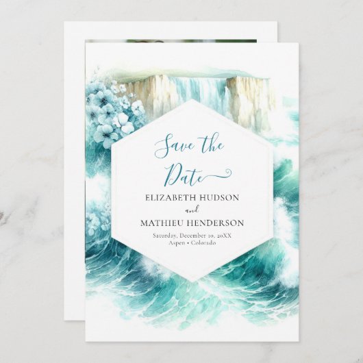 Save The Date Mariage Nautique Design Moderne (Devant / Derrière)