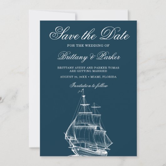 Save The Date Mariage nautique moderne (Devant)