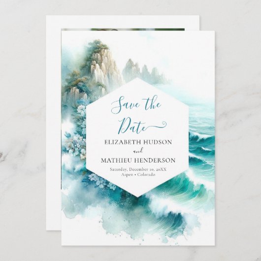 Save The Date Mariage Nautique Romantique numérique (Devant / Derrière)