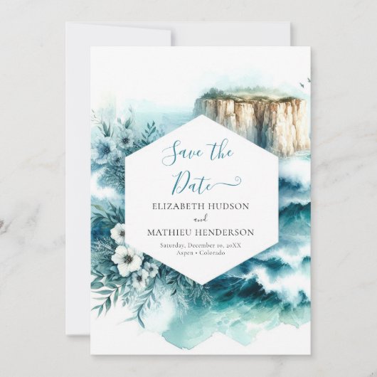 Save The Date Mariage nautique simple et élégant (Devant)