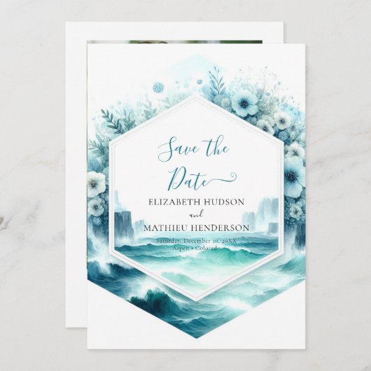 Save The Date Mariage nautique Whimsical (Devant / Derrière)