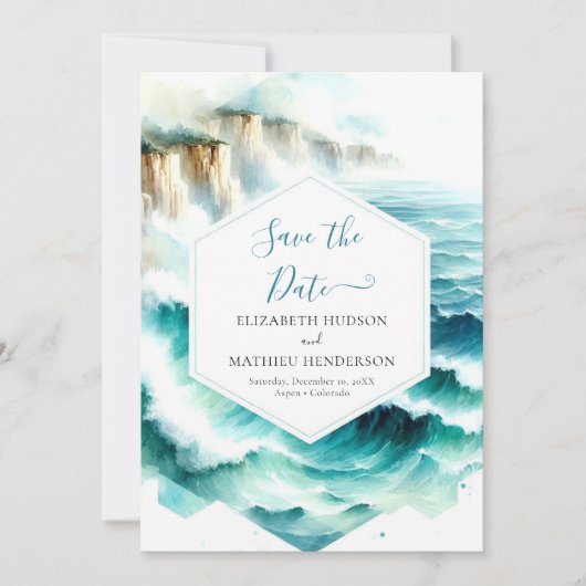 Save The Date Mariage nautique Whimsical bleu (Devant)
