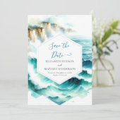 Save The Date Mariage nautique Whimsical bleu (Debout devant)