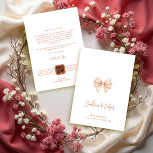 Save The Date Mariage Nœud Rose Rouge Chic Coquette TLW26