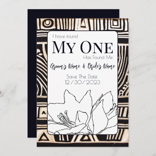 Save The Date Mariage noir (Devant / Derrière)