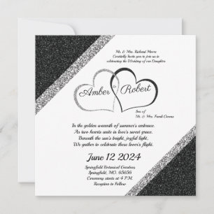 Save The Date Mariage Noir & Argent enregistrer la date avec poè