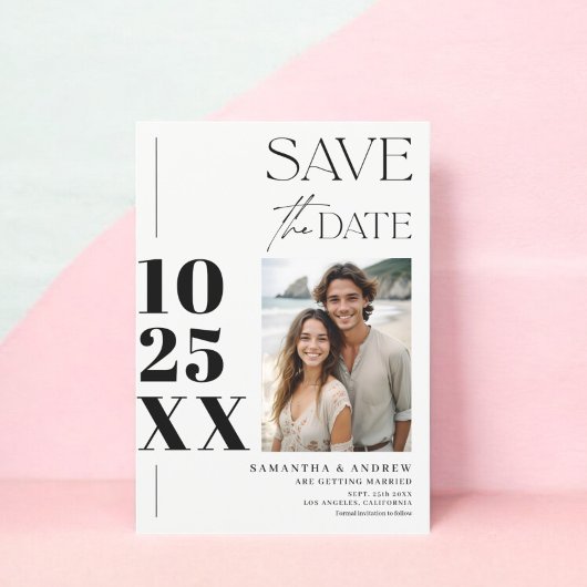 Save The Date Mariage noir blanc chic moderne