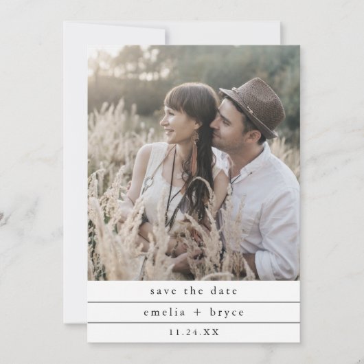 Save The Date MARIAGE noir blanc neutre EMELIA (Devant)