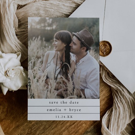 Save The Date MARIAGE noir blanc neutre EMELIA