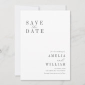 Save The Date mariage noir & blanc simple enregistrer la date (Devant)