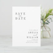 Save The Date mariage noir & blanc simple enregistrer la date (Debout devant)