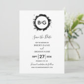 Save The Date Mariage Noir Blanc Simple Enregistrer La Date (Debout devant)