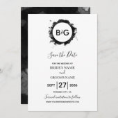 Save The Date Mariage Noir Blanc Simple Enregistrer La Date (Devant / Derrière)