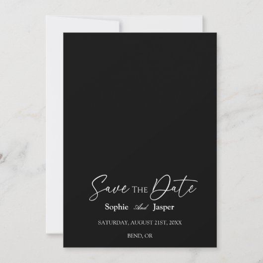 Save The Date Mariage Noir Classique Moderne Enregistrer La Date (Devant)