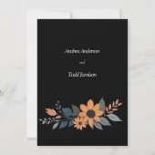 Save The Date Mariage noir contrastant des tournesols (Dos)