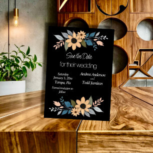 Save The Date Mariage noir contrastant des tournesols