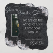 Save The Date Mariage noir élégant (Devant / Derrière)