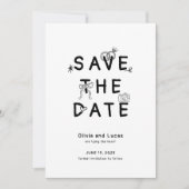 Save The Date Mariage noir et blanc à main chic (Devant)